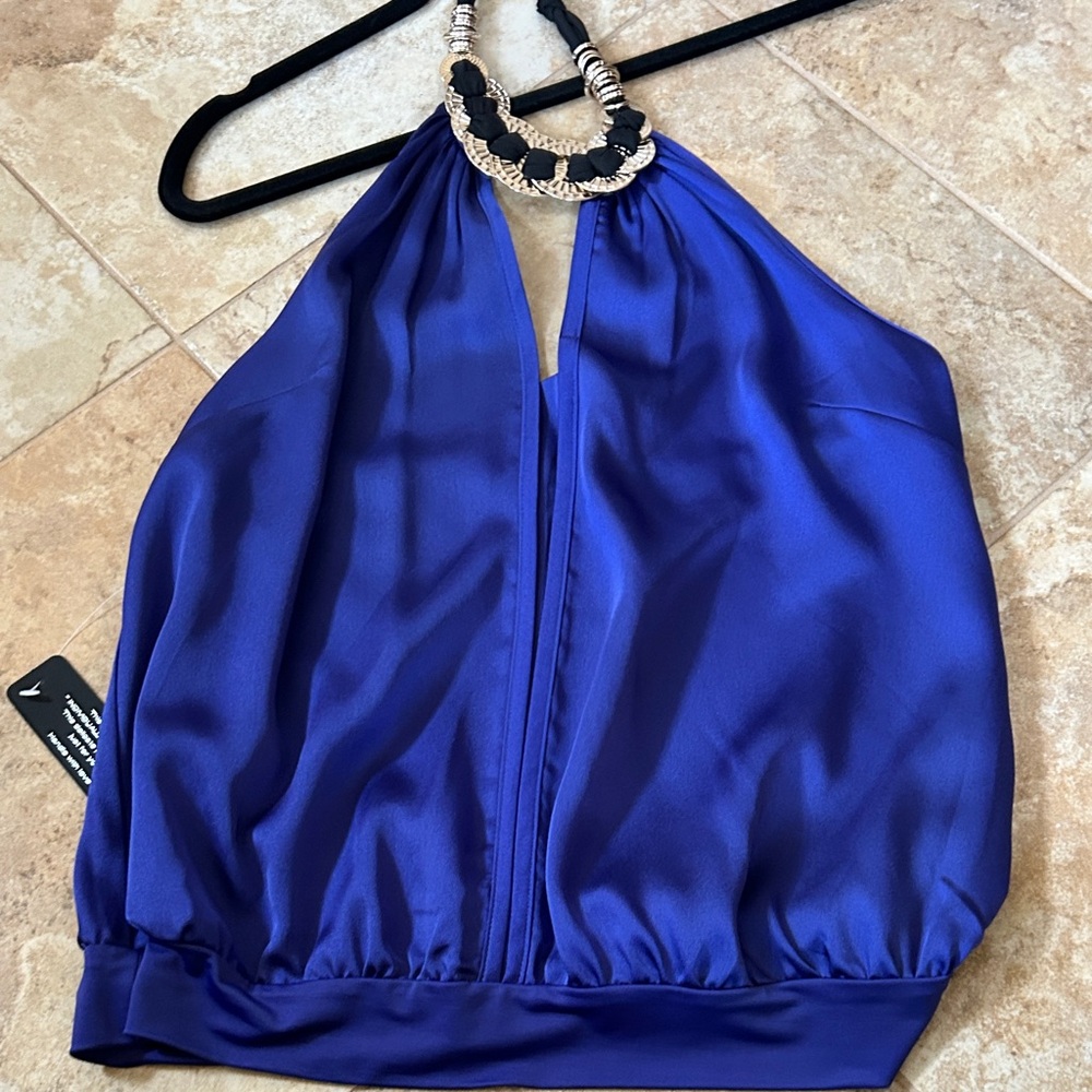 bebe Royal Blue Halter Blouse